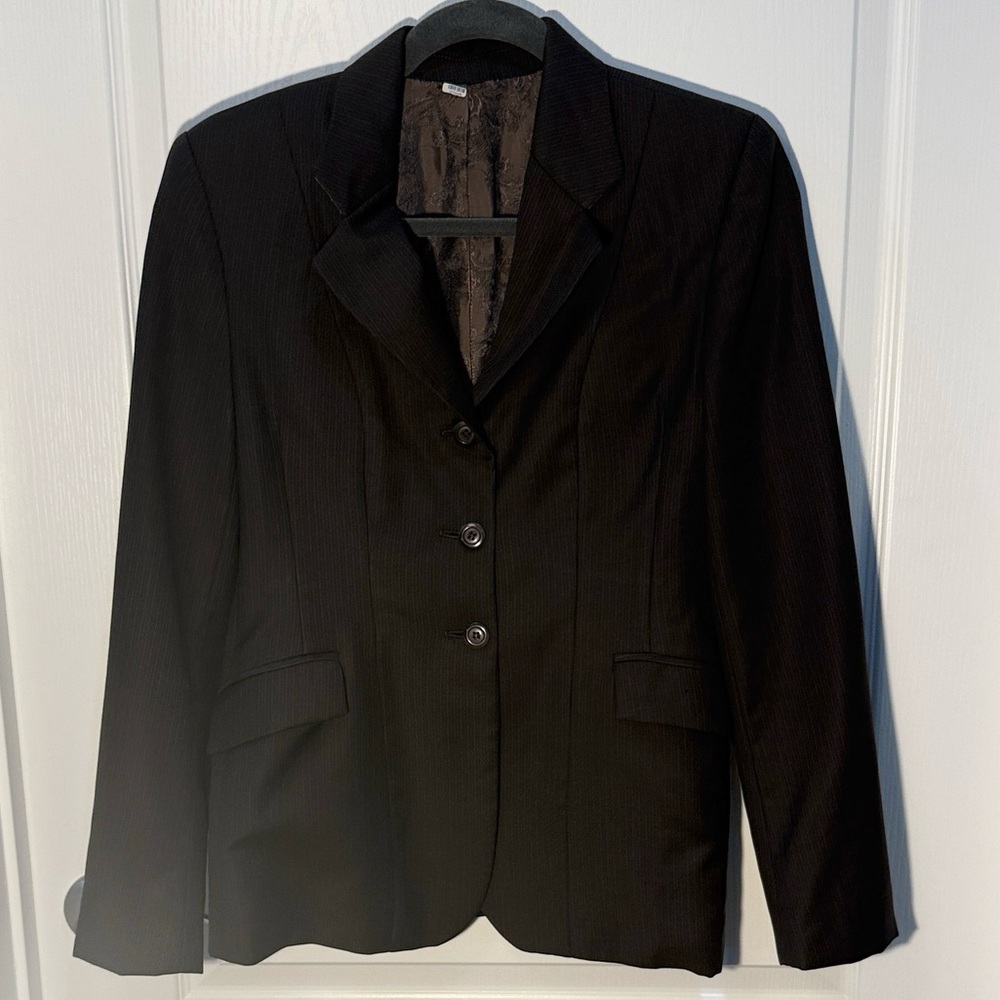 Marigold Equestrian Riding Show Jacket Brown Darts Pockets 3 Buttons Size 12